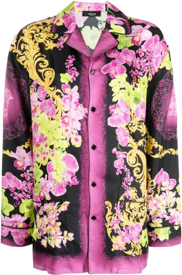 Versace Blouse met print Zwart