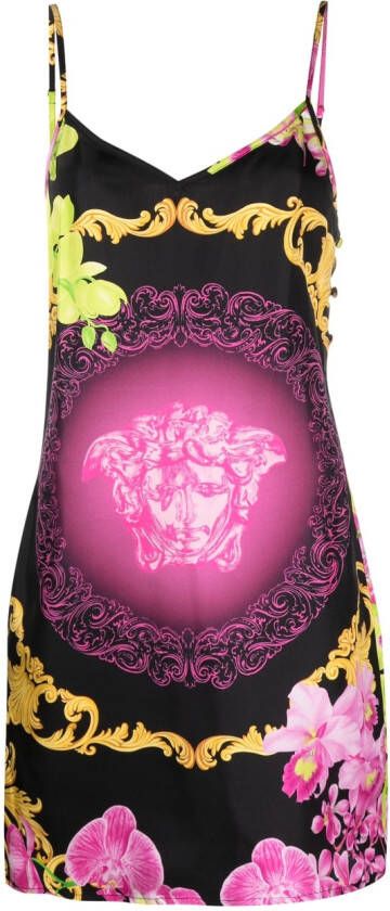 Versace Mini-jurk met Medusa-print Zwart