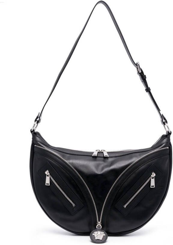 Versace Schoudertas met logo's Zwart