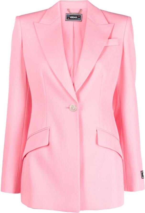 Versace single-breasted wool blazer Roze