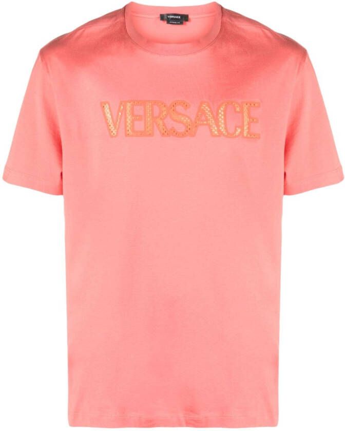 Versace T-shirt met logo-applicatie Rood