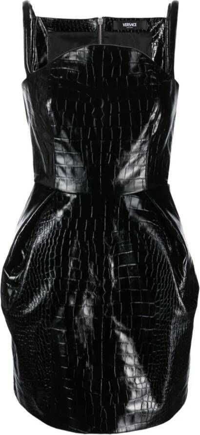 Versace Mini-jurk met krokodillen-reliëf Zwart