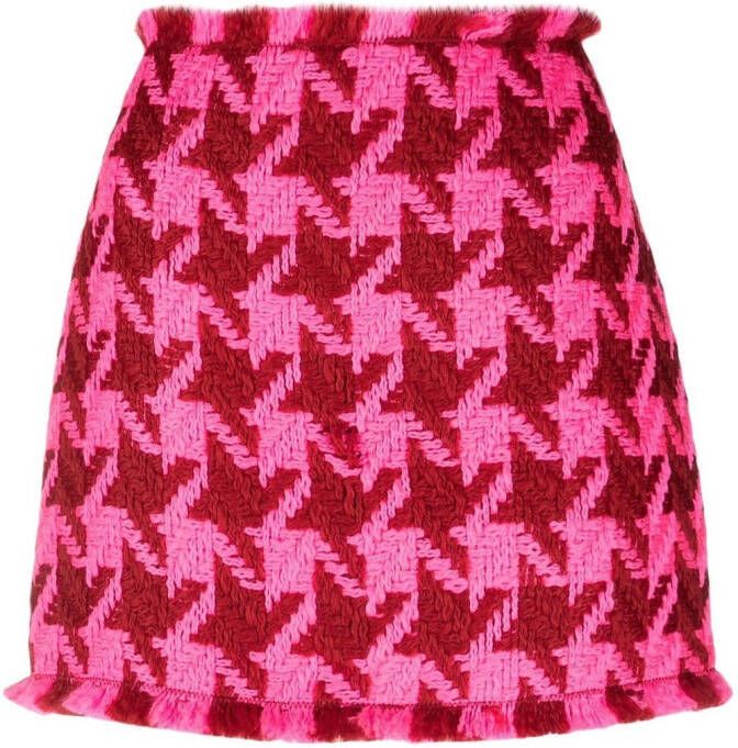 Versace Mini-rok met pied-de-poule print Roze