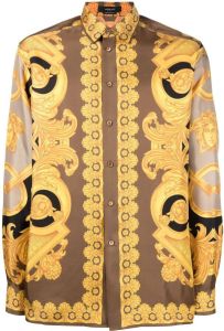 Versace Overhemd met barokpatroon Bruin