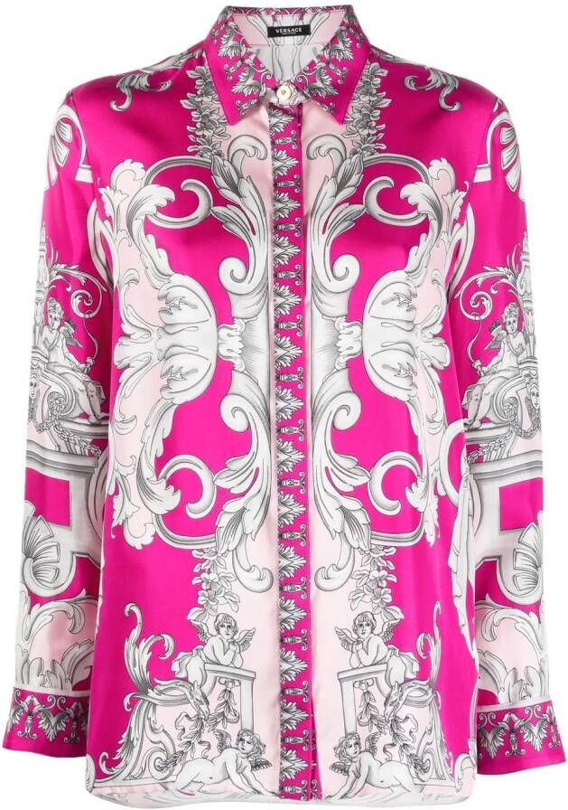 Versace Overhemd met barokprint Roze