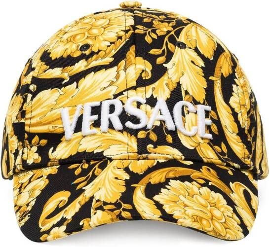 Versace Honkbalpet met barok borduurwerk Zwart