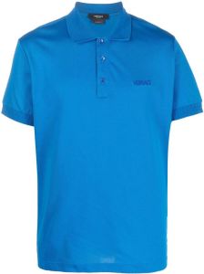 Versace Poloshirt met geborduurd logo Blauw