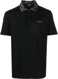 Versace Poloshirt met geborduurd logo Zwart