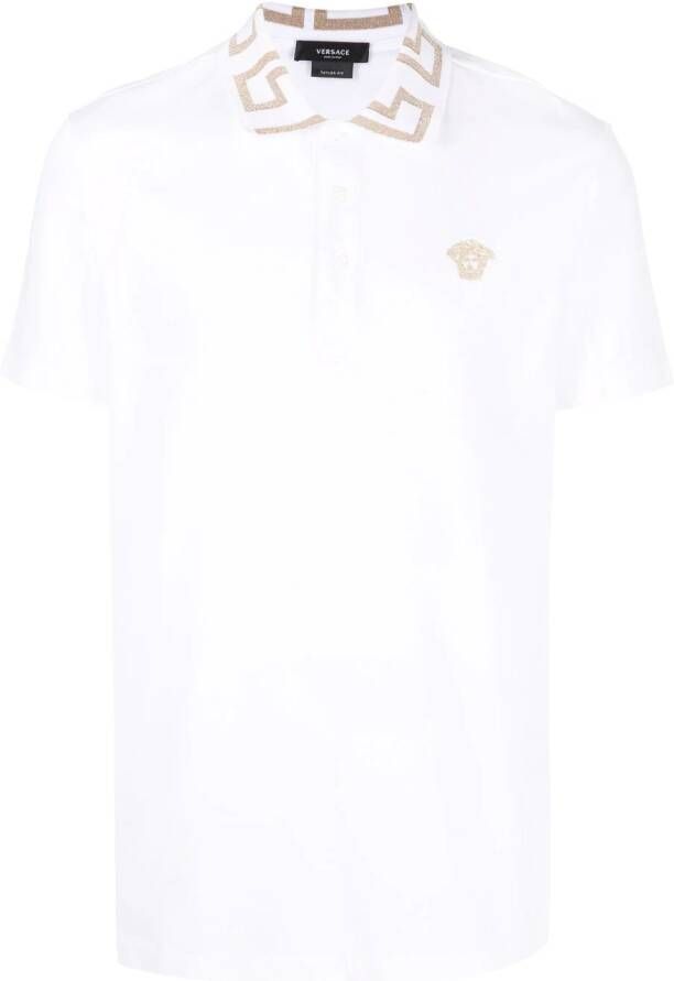Versace Poloshirt met Greca kraag Wit
