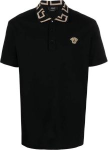 Versace Poloshirt met Griekse kraag Zwart