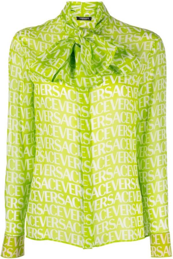 Versace Blouse met strik Groen