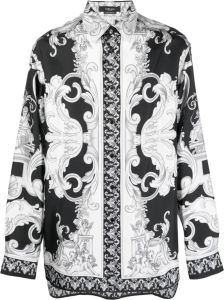 Versace Pyjamashirt met barokprint Zwart