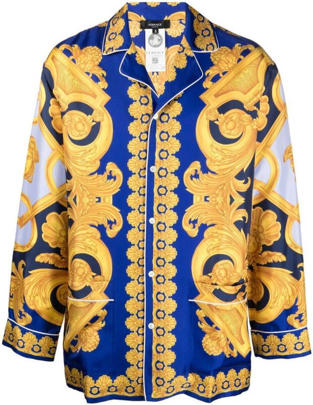 Versace Pyjamatop met barokprint Blauw