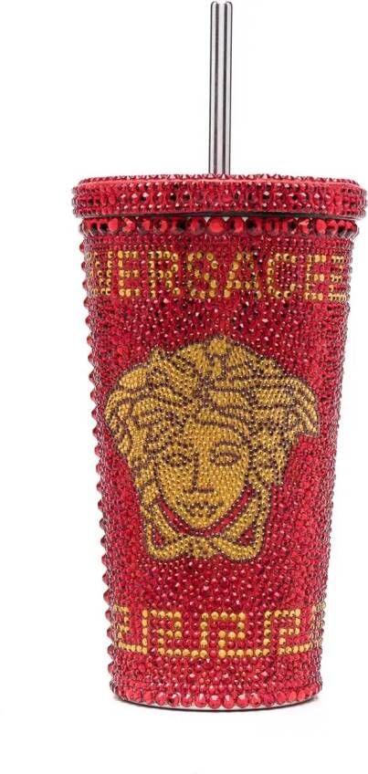 Versace Reisbeker verfraaid met kristallen Rood