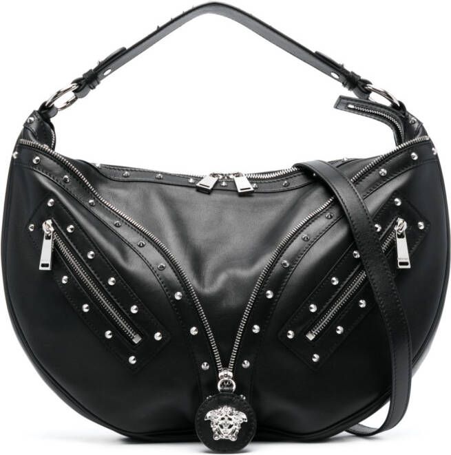 Versace Repeat leren schoudertas Zwart