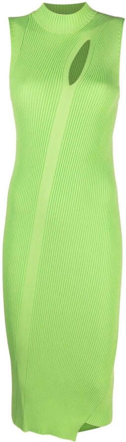 Versace Ribgebreide midi-jurk Groen