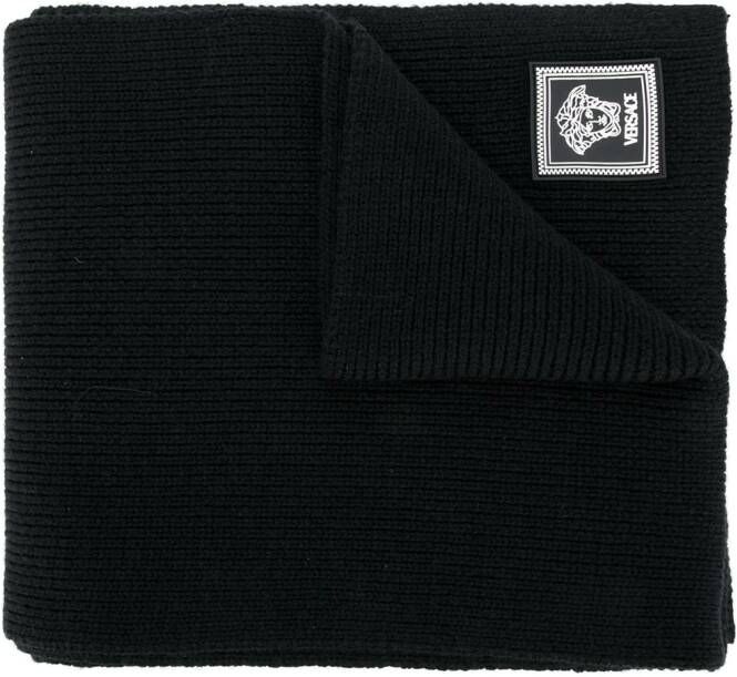 Versace Ribgebreide sjaal Zwart