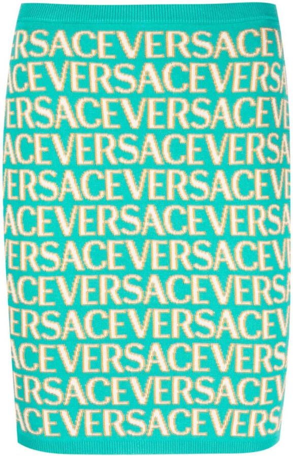 Versace Allover gebreide mini-rok Blauw