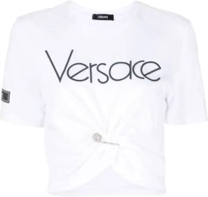Versace T-shirt met veiligheidsspeld Wit