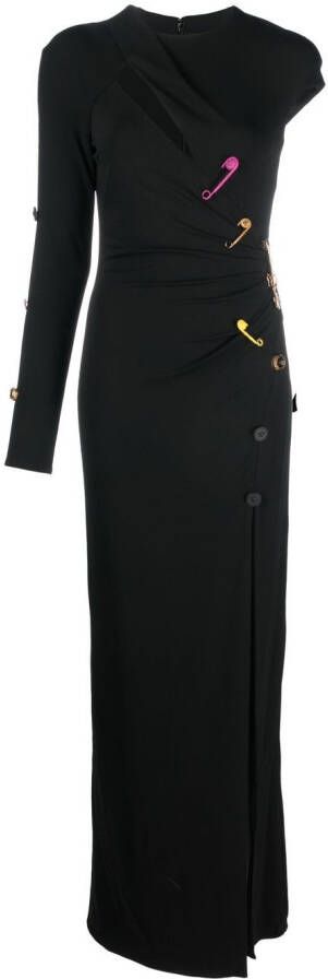 Versace Maxi-jurk met veiligheidsspeld Zwart