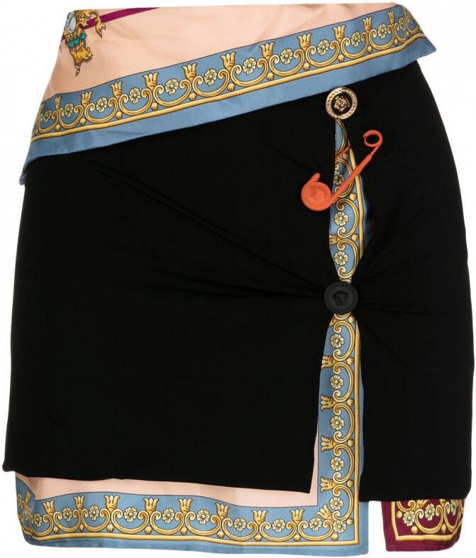 Versace Mini-rok met veiligheidsspeld Zwart