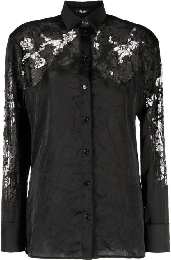 Versace Satijnen blouse Zwart