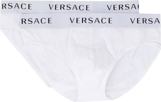 Versace Set boxershorts met logo tailleband Wit