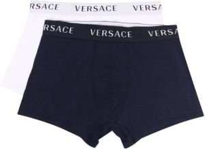 Versace Set van twee boxershorts met logo Blauw