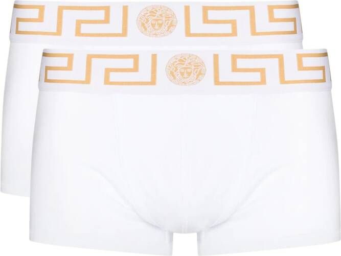 Versace Twee boxershorts met Greca logo Wit
