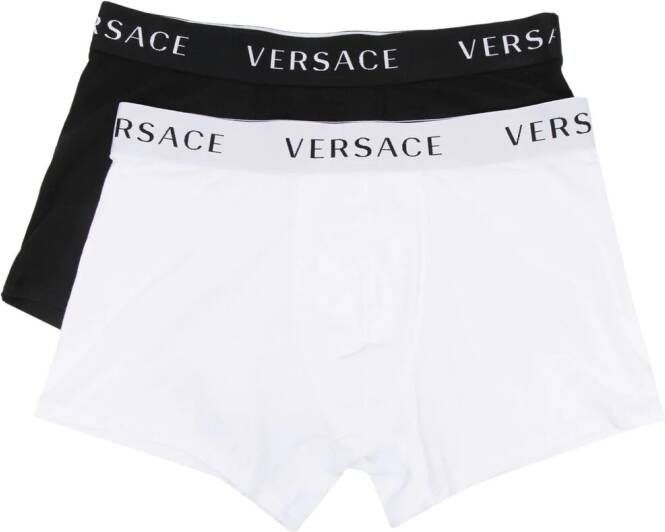 Versace Set van twee boxershorts met logo Zwart