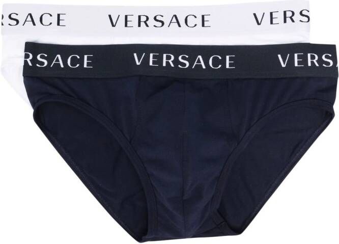 Versace Set van twee slips met logo Wit