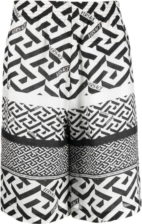 Versace Shorts met geometrisch monogram Zwart