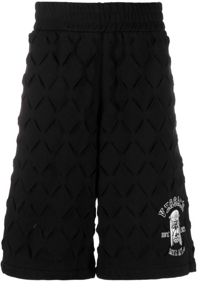 Versace Shorts met logoprint Zwart