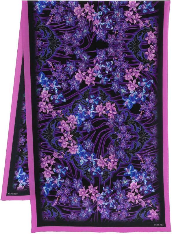 Versace Sjaal met bloemenprint Zwart