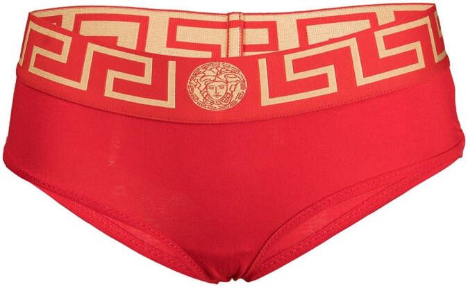 Versace Slip met Griekse print Rood