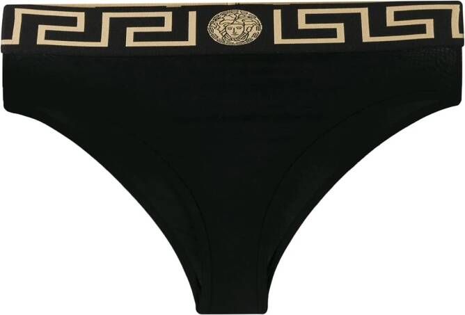 Versace High-waist slip met Greca patroon Zwart