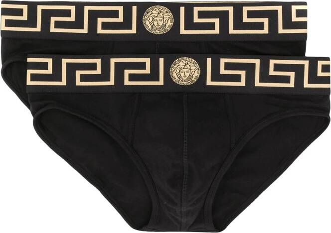 Versace Twee slips met Greca design Zwart