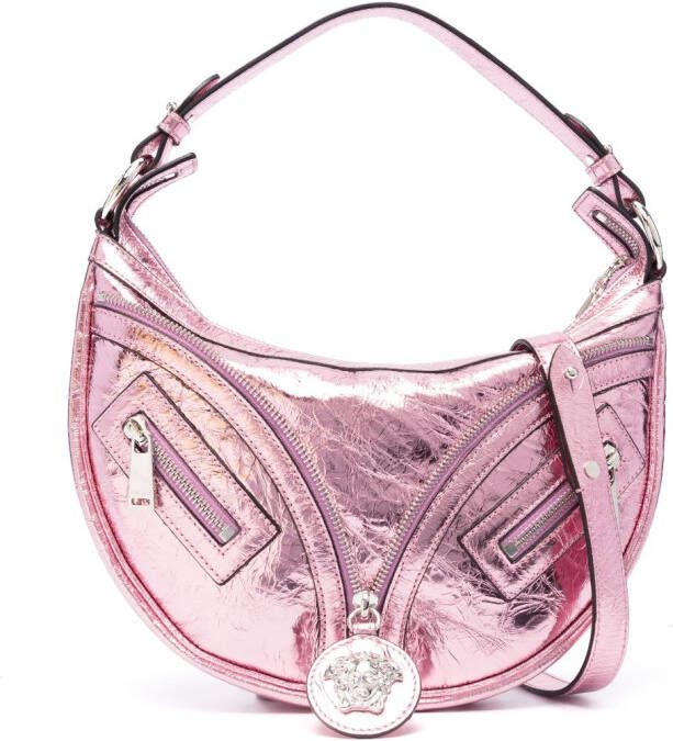 Versace Repeat kleine schoudertas met metallic-effect Roze