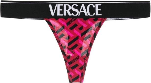 Versace String met logo tailleband Rood