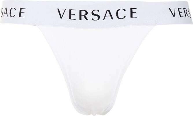 Versace String met logo tailleband Wit