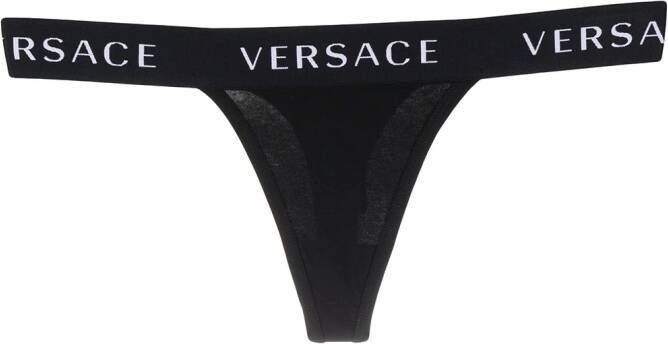 Versace String met logo tailleband Zwart