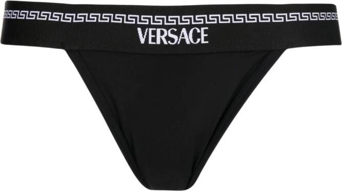 Versace String met logoprint Zwart