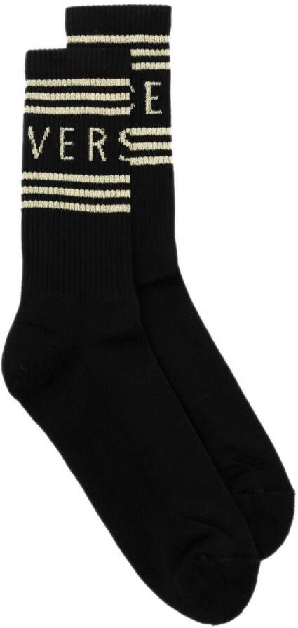 Versace 1990s Vintage sokken met logo Zwart