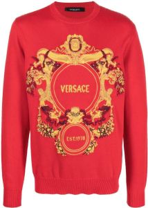 Versace Sweater met barokprint Rood