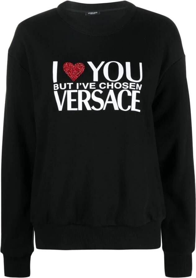 Versace Sweater met tekst Zwart