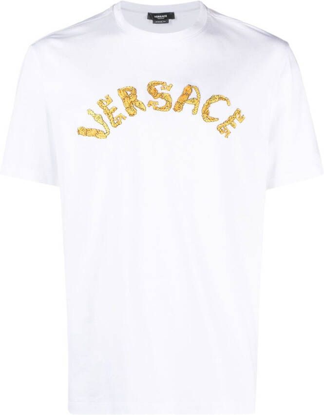 Versace T-shirt met logo Wit