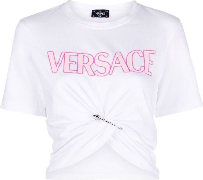 Versace Safety-Pin cropped T-shirt Wit