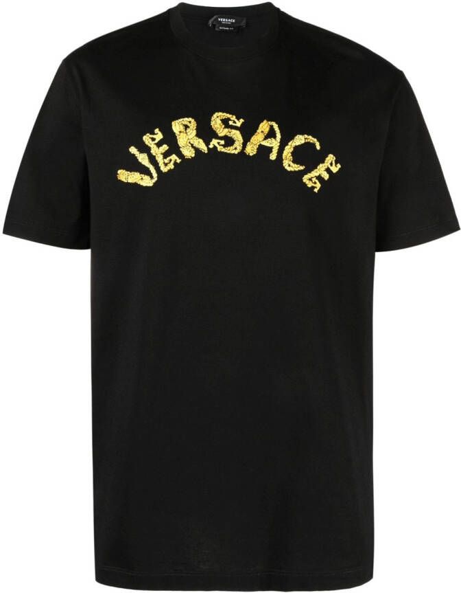 Versace Seashell Baroque katoenen T-shirt met print Zwart