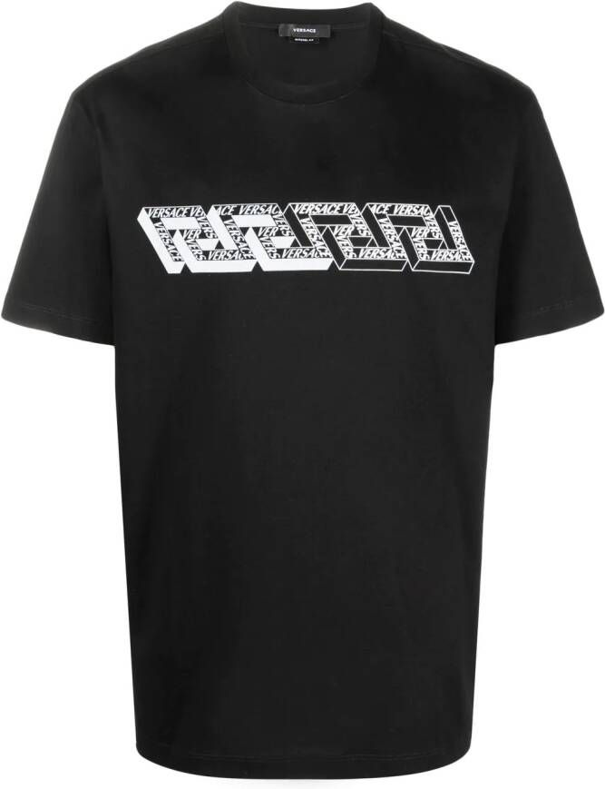 Versace T-shirt met logo Zwart