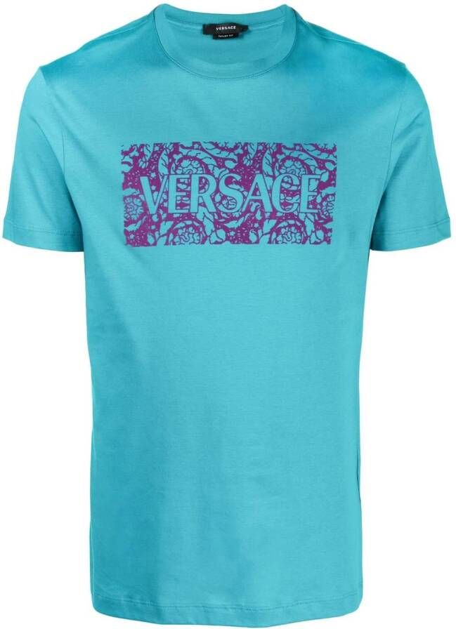 Versace T-shirt met logoprint Blauw